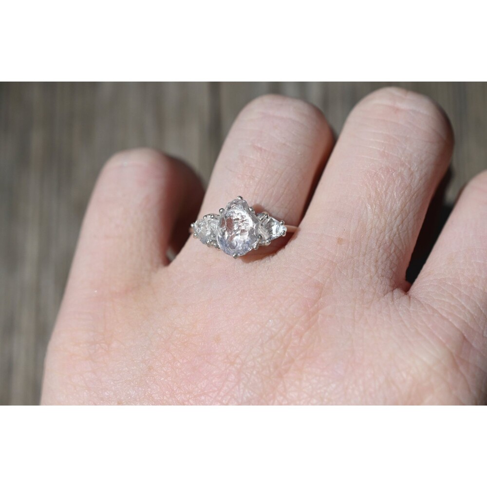 Alternative raw diamond ring, engagement rings, rough stone, pear cut, anniversa